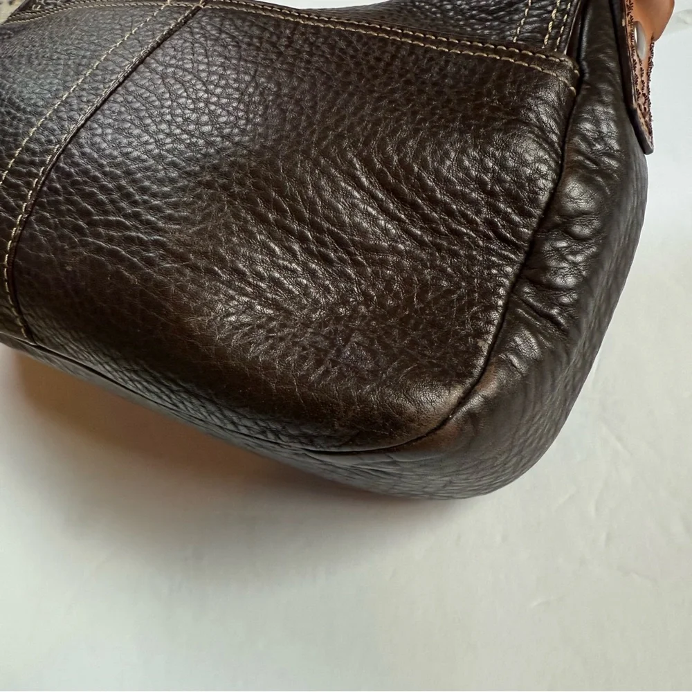 ❌SOLD🏷️Vintage COACH Brown Pebble Leather Shoulder Bag, "Chelsea" Flap Bag - Picture 11 of 12